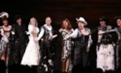Cast members, including Karen Ziemba, Jill Paice, David Hyde Pierce, Patty Goble, Deb Photo