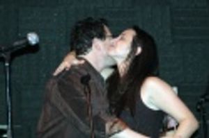 Amy Birnbaum introduces Michael Mayer to announce the Spring Awakening winner Photo