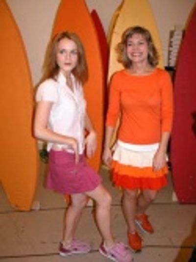 Jessica and Kate showing off their colorful sneakers... Photo