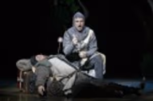 Randal Keith (lying down) as Concorde and J. Anthony Crane as Sir Lancelot Photo