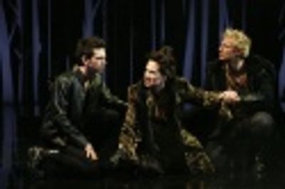 David L. Townsend as Chiron, Valerie Leonard and Ryan Farley as Demetrius Photo