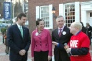 Senator Thomas Kean, Diane Claussen â€“ Paper Mill Managing Director, and Mark S Photo