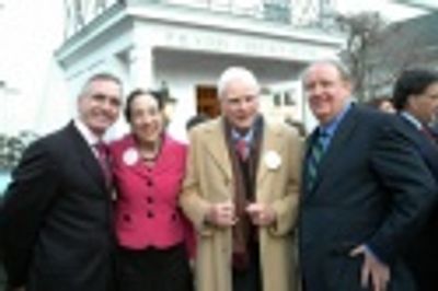 Mark S. Hoebee, Diane Claussen, Brendan Byrne and Richard Codey Photo