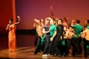 Barrett Foa, Cheyenne Jackson and chorus boys Photo