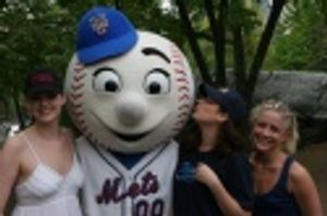 Kate Shindle (Legally Blonde), Mr. Met, Stephanie J. Block (The Pirate Queen) and Nik Photo