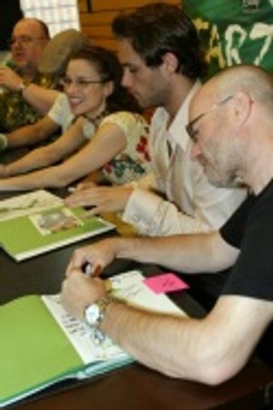 (From left) Michael Lassell, Jenn Gambatese, Chester Gregory and Phil Collins Photo