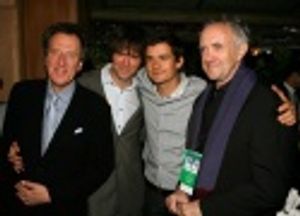 (L-R) Geoffrey Rush, Jack Davenport, Orlando Bloom and Jonathan Pryce Photo