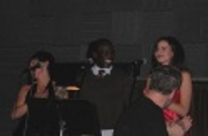 
Elaine Caswell, Rodrick Covington, and Mandy Gonzalez with
Steve Margoshes on Pian Photo