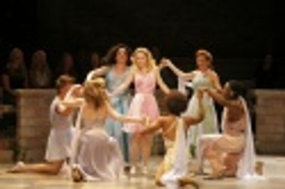 Kerry Butler, surrounded by Mary Testa, Jackie Hoffman and the cast Photo