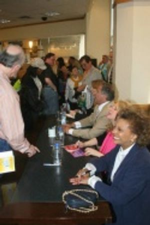 Leslie Uggams, Julie Budd and "Let's Put on a Show" participants sign CDs Photo