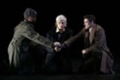 Craig Wallace as Marcellus, Jeffrey Carlson and Pedro Pascal as Horatio Photo