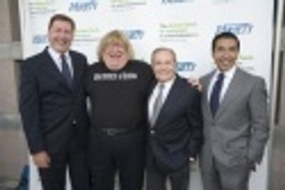 HRC Winners David Hinton and Ramon Campos flank Bruce Vilanch and Jerry Herman Photo