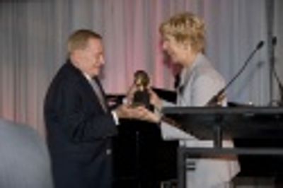 Karen Morrow presents the legendary Jerry Herman with Julie Harris Award for Lifetime Photo