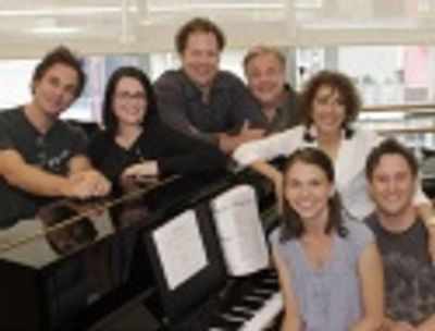(Standing) Roger Bart, Megan Mullally, Shuler Hensley, Fred Applegate and Andrea Mart Photo