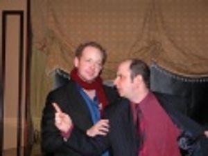 Jamie instructing musical director James Sampliner to.... well, we're not quite sure  Photo