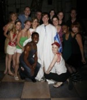Curtis Holbrook with the cast of Xanadu Photo