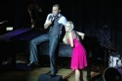 Mike Cruz (NYU) sings "Dancing Through Life" from Wicked, with Natalie Hall (AMDA Photo