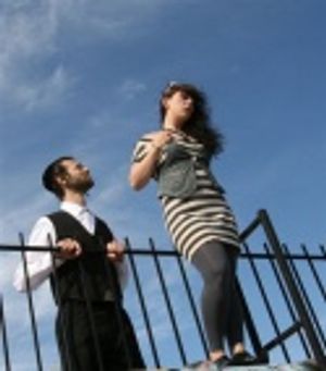 Shlomo (Evan Shyer) talks Allison Guinn (Piper) off the edge Photo