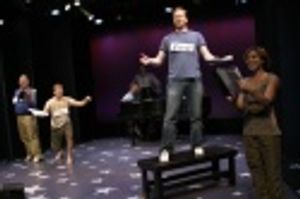 Orville Mendoza (as Plato), Daniel C. Levine (as Voltaire), David Abeles (as Freud) a Photo