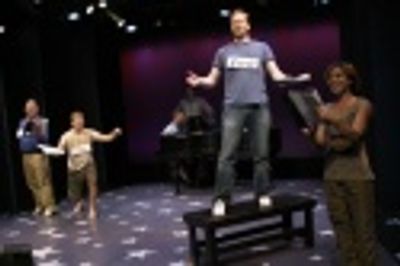 Orville Mendoza (as Plato), Daniel C. Levine (as Voltaire), David Abeles (as Freud) a Photo