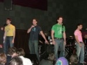 
Formed especially for tonight's concert, the
Boy Band "UPSTAGE" sings "No Matter W Photo