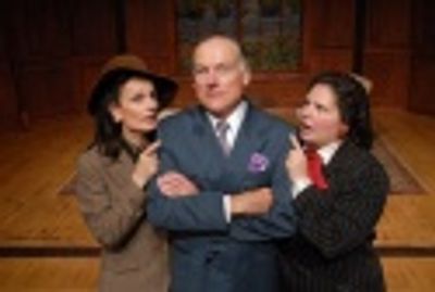 Newspaper publisher Kay Thorndyke (left, played by Paula Faber), political kingmaker  Photo