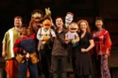 The company of Avenue Q (l-r): Cole Porter, Carla Renata, Nicky, Princeton, Robert Mc Photo