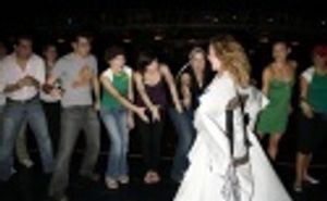 Amber Stone with Max Crumm, Laura Osnes and cast members Photo