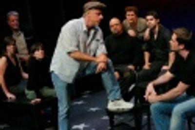 Jeff McCarthy with Ensemble
Foreground:  Jeff McCarthy and Aaron Ramey; Background,  Photo