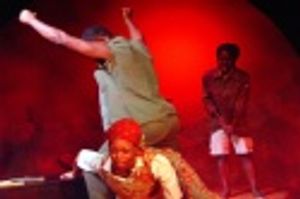 Alvina Carroll (Mary, stooped), Kem Saunders (Victor) and Nana Kagga-Hill (Mercy) Photo