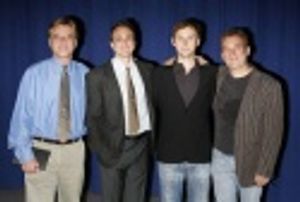 Aaron Sorkin (Playwright), Hank Azaria, Jimmi Simpson and Des McAnuff (Director) Photo
