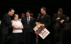 Robin Becker with Christian Hoff, John Lloyd Young, Daniel Reichard and J. Robert Spe Photo