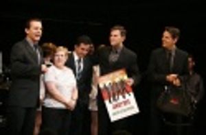 Robin Becker with Christian Hoff, John Lloyd Young, Daniel Reichard and J. Robert Spe Photo