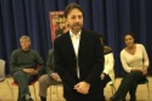 Ernest Thompson, Leonard Foglia (speaking), and Linda Powell Photo