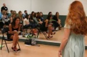 Lea Michele working with the students. Photo