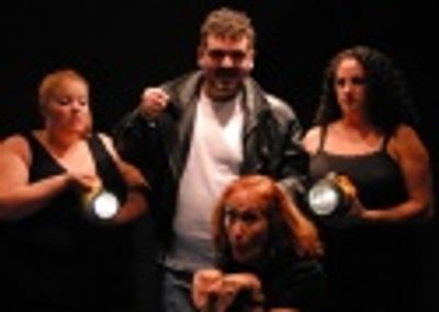 "Road Kill": Doug Krantz (center) with , Kristen Zwobot, Maribeth Eckenrode, and Kend Photo