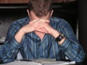 Musical director Matt Richardson reviewing before the show  Photo