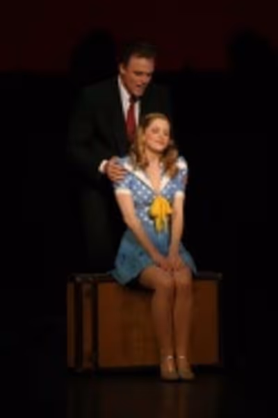 Patrick Cassidy encourages his Peggy to listenâ€¦  Photo