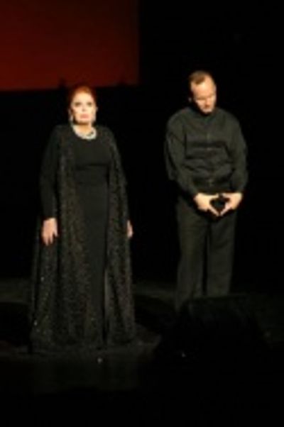 Carole Cook shares stories from her experiences in the theater, with the help of Jon  Photo