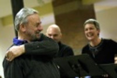 While looking on, is the man of the hour - Stephen Sondheim Photo