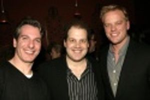 Robert Witherow (Ave Q Stage Manager), Jordan Gelber, and Jason Moore Photo