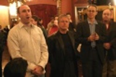Robert Jess Roth (Director) gives his thanks to the company alongisde Alan Menken (Mu Photo