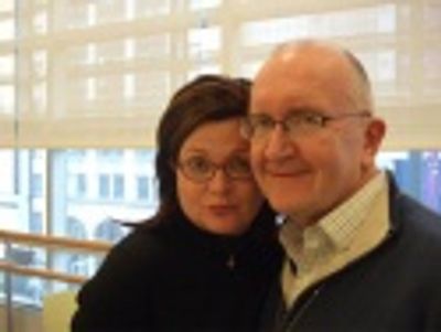 Here's our fearless director JOHN DOYLE cuddling up with our star Broadway's own FAIT Photo