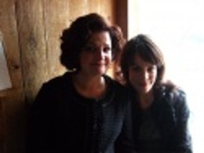 
Faith Prince and Leslie Kritzer shared the mics and a quiet moment between takes. Photo