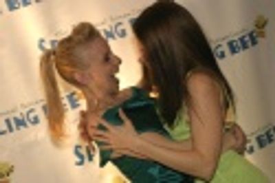 Sarah and Celia hearing that they won the Lucille Lortel Award for Best Musical! Photo