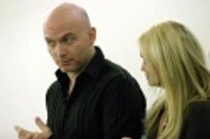 Michael Cerveris and Kristin Chenoweth in rehearsals for the Encores! production of T Photo