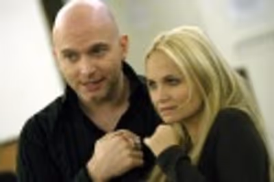 Michael Cerveris and Kristin Chenoweth in rehearsals for the Encores! production of T Photo