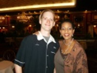 (L-R) Cody Siragusa (â€œJoe B.â€) and Neda Spears (Apollo performer) at the  Photo