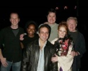 Dylis Croman with her old cast member pals from OKLAHOMA Photo