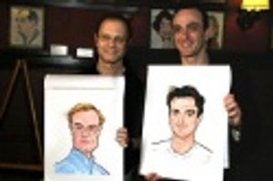 Posing with their likenesses for the camera Photo